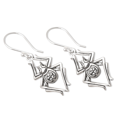 Sterling silver dangle earrings, 'Itsy Bitsy' - Sterling Silver Dangle Earrings with Spider Motif