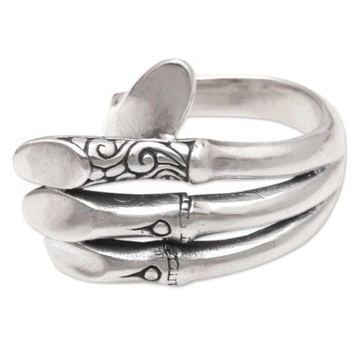 Men's sterling silver cocktail ring, 'Three Branches' - Men's Sterling Silver Balinese Cocktail Ring