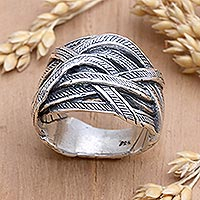 Sterling silver cocktail ring, 'Twist Ending' - Handcrafted Sterling Silver Cocktail Ring from Bali