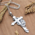 Men's sterling silver pendant necklace, 'Faithfully Yours' - Men's Sterling Silver Pendant Necklace with Cross Motif (image 2b) thumbail