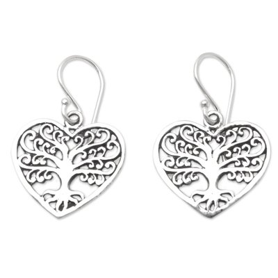 Romantic Sterling Silver Dangle Earrings with Tree Motif