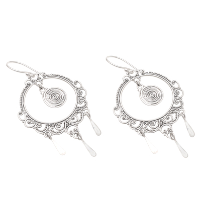 Sterling silver dangle earrings, 'Trust the Rain' - Hand Made Sterling Silver Dangle Earrings