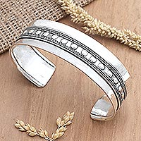 Sterling silver cuff bracelet, 'Hollywood Ending' - Hand Crafted Sterling Silver Cuff Bracelet