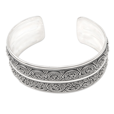 Sterling silver cuff bracelet, 'Half-Remembered Dream' - Artisan Crafted Sterling Silver Cuff Bracelet