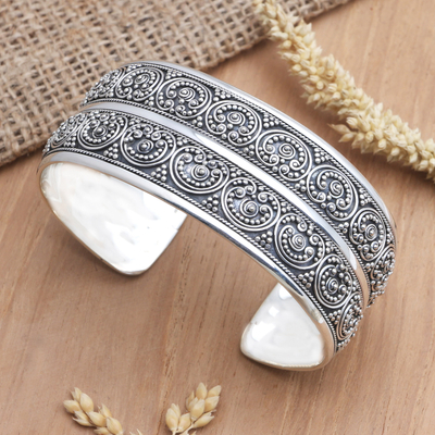 Sterling silver cuff bracelet, 'Half-Remembered Dream' - Artisan Crafted Sterling Silver Cuff Bracelet