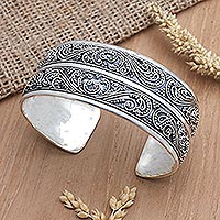 Sterling silver cuff bracelet, 'Half Awake' - Artisan Crafted Sterling Silver Cuff Bracelet