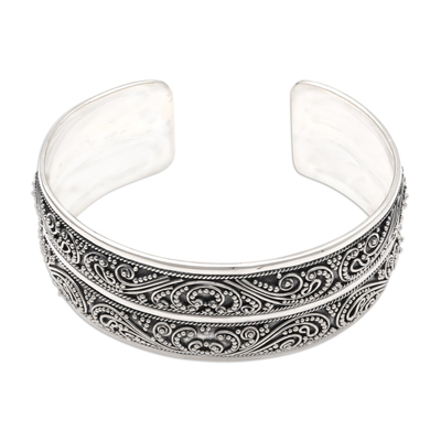 Brazalete de plata esterlina - Brazalete de plata de primera ley elaborado artesanalmente