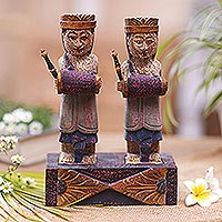 Wood statuette, 'Beleganjur Music' - Hand Crafted Albesia Wood Statuette