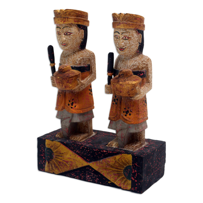 Wood statuette, 'Soft Tone' - Handmade Albesia Wood Statuette from Bali