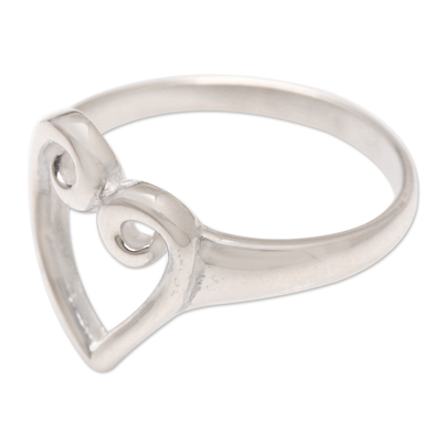 Sterling silver cocktail ring, 'Purest Feeling' - Hand Crafted Sterling Silver Cocktail Ring