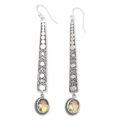 Hand Made Citrine and Sterling Silver Dangle Earrings