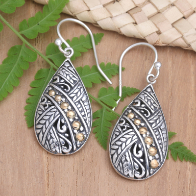 Gold-accented dangle earrings, 'Tropical Bali' - Gold-Accented Sterling Silver Dangle Earrings