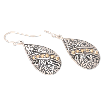 Gold-accented dangle earrings, 'Tropical Bali' - Gold-Accented Sterling Silver Dangle Earrings