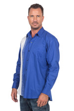 Men's embroidered cotton shirt, 'American Blue' - Men's Embroidered Ultramarine Cotton Shirt