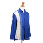 Men's embroidered cotton shirt, 'American Blue' - Men's Embroidered Ultramarine Cotton Shirt