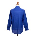 Men's embroidered cotton shirt, 'American Blue' - Men's Embroidered Ultramarine Cotton Shirt