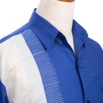 Men's embroidered cotton shirt, 'American Blue' - Men's Embroidered Ultramarine Cotton Shirt