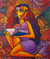 'Ni Komang is Studying' - Acrylic Cubist Painting on Canvas thumbail