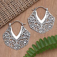Sterling silver hoop earrings, 'Destiny Fulfilled' - Artisan Crafted Sterling Silver Hoop Earrings