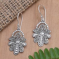 Sterling silver dangle earrings, 'Allegiance' - Handcrafted Sterling Silver Dangle Earrings from Bali