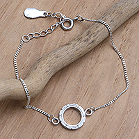 Sterling silver pendant bracelet, 'Speaking in Circles' - Hand Crafted Sterling Silver Pendant Bracelet