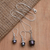 Cultured pearl jewelry set, 'Victorian Age' - Sterling Silver and Blue Cultured Pearl Jewelry Set (image 2) thumbail