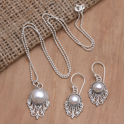 Juego de joyas con perlas cultivadas - Conjunto de joyería de perlas cultivadas hecho a mano
