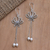 Cultured pearl and rainbow moonstone dangle earrings, 'Winking Lotus' - Cultured Pearl and Rainbow Moonstone Dangle Earrings (image 2) thumbail
