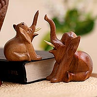 Wood statuettes, Play Date (pair)