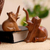 Wood statuettes, 'Play Date' (pair) - Hand Carved Suar Wood Elephant Statuettes (Pair) (image 2) thumbail