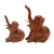 Wood statuettes, 'Play Date' (pair) - Hand Carved Suar Wood Elephant Statuettes (Pair) thumbail