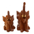 Wood statuettes, 'Play Date' (pair) - Hand Carved Suar Wood Elephant Statuettes (Pair) (image 2d) thumbail