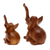 Wood statuettes, 'Play Date' (pair) - Hand Carved Suar Wood Elephant Statuettes (Pair) (image 2e) thumbail