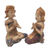 Esculturas de madera, (pareja) - Esculturas de madera de albesia balinesa talladas a mano (par)