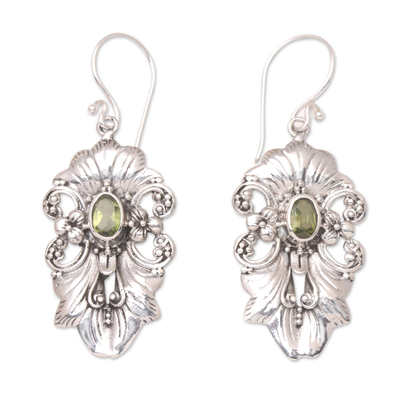 Peridot dangle earrings, 'Majesty of the Garden' - Handmade Peridot and Sterling Silver Dangle Earrings