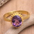 Anillo de cóctel de amatista - Anillo de Cóctel de Amatista Ovalada en Baño de Oro de 18K