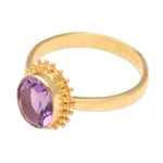 Amethyst cocktail ring, 'Purple Brilliance' - Oval Amethyst Cocktail Ring in 18K Gold Plating