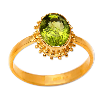 Oval Peridot Cocktail Ring in 18K Gold Plating