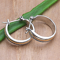 Gold-Accented Sterling Silver Hoop Earrings,'Free and Easy'