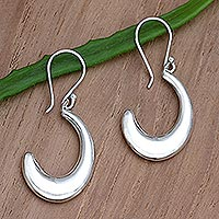 Sterling silver dangle earrings, 'Pause and Breathe' - Hand Made Sterling Silver Dangle Earrings