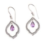 Amethyst dangle earrings, 'Framed Raindrop' - Amethyst and Sterling Silver Dangle Earrings from Indonesia