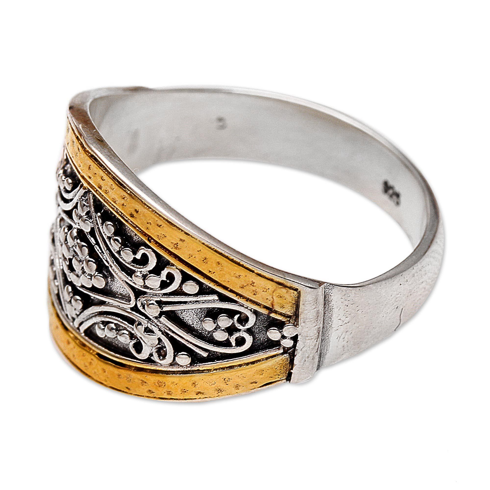 Sterling Silver Statement Ring with 18k Gold Plating Royal Vineyard