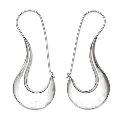 Sterling silver drop earrings, 'Shimmering White Light' - Candy Cane-Inspired Sterling Silver Drop Earrings