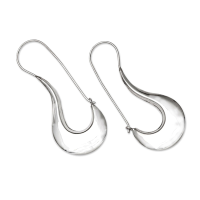 Sterling silver drop earrings, 'Shimmering White Light' - Candy Cane-Inspired Sterling Silver Drop Earrings