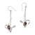 Garnet dangle earrings, 'Trapeze Artist' - Balinese Garnet and Sterling Silver Dangle Earrings