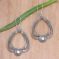 Sterling silver dangle earrings, 'Portrait Gallery' - Handcrafted Balinese Sterling Silver Dangle Earrings