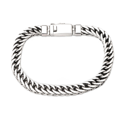 Men's sterling silver chain bracelet, 'Cool Twist' - Men's Handcrafted Sterling Silver Chain Bracelet