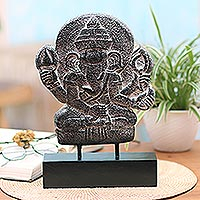 Cement statuette, 'Wise Ganesha' - Hand Crafted Cement Ganesha Statuette