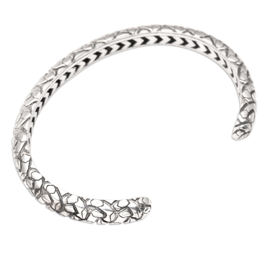 Brazalete de plata esterlina - Brazalete de plata de ley inspirado en una serpiente balinesa