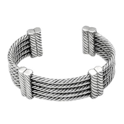 Brazalete de plata esterlina - Pulsera unisex de plata de primera ley con cinco cables